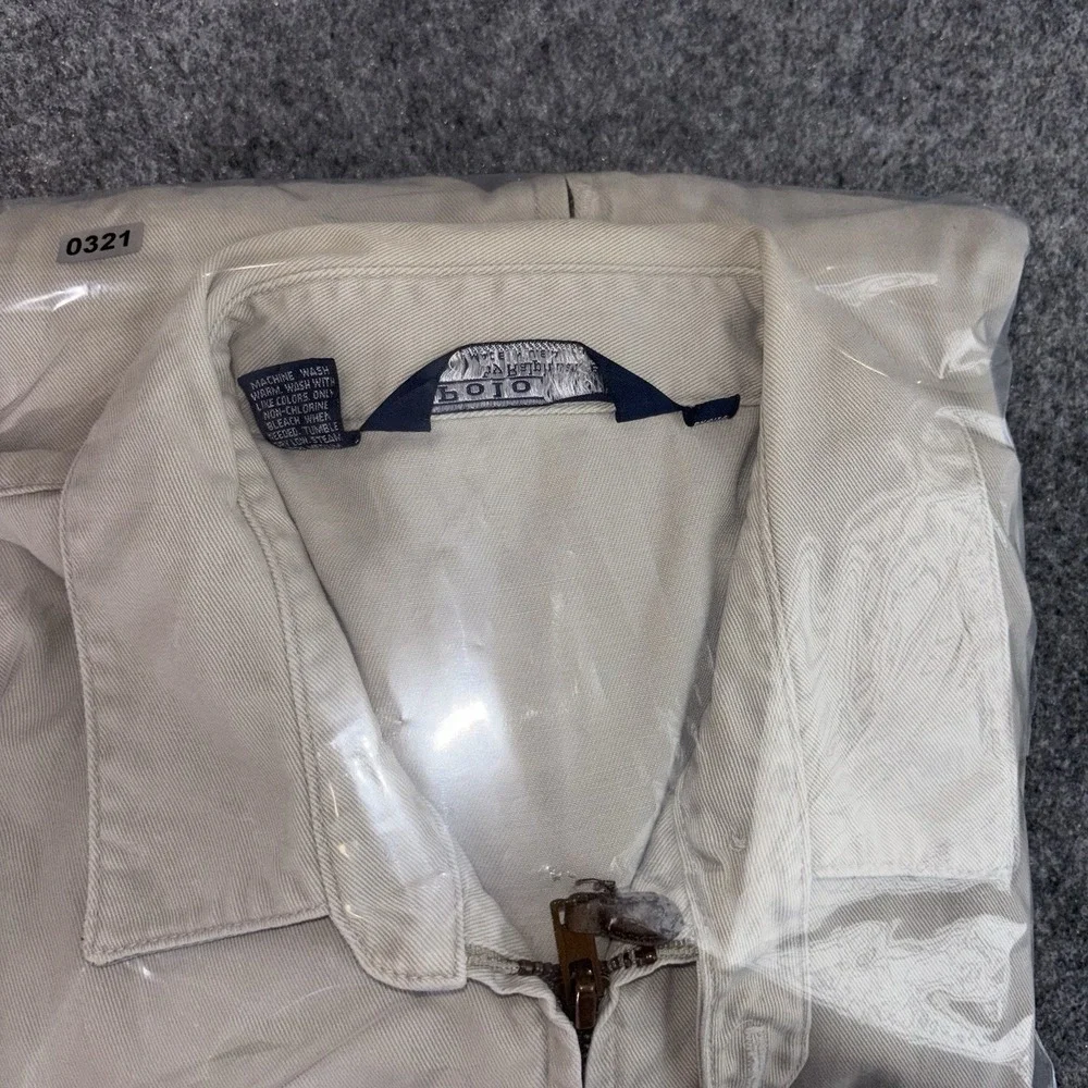 Vintage Polo Ralph Lauren Jacket Mens Large Beige Full Zip Golf Made In USA Rare